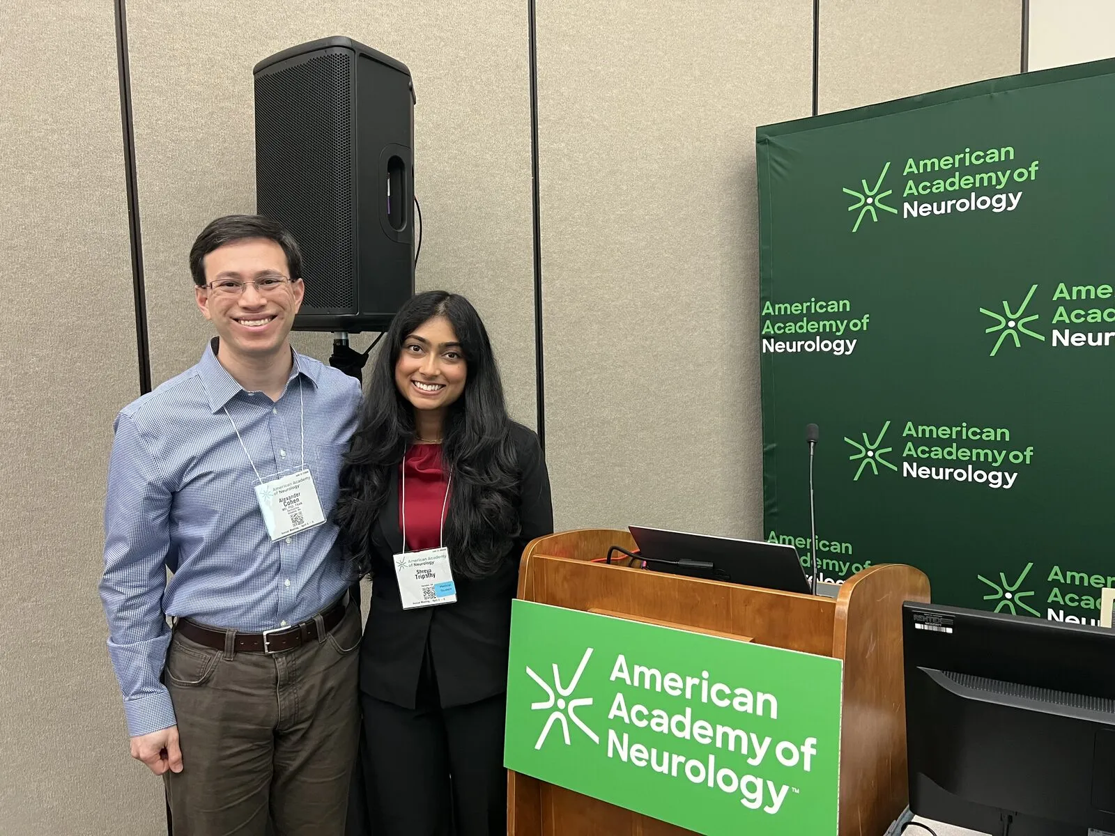 Our medical student, Shreya Tripathy, giving an oral presentation at the American Academy of Neurology Annual Meeting
